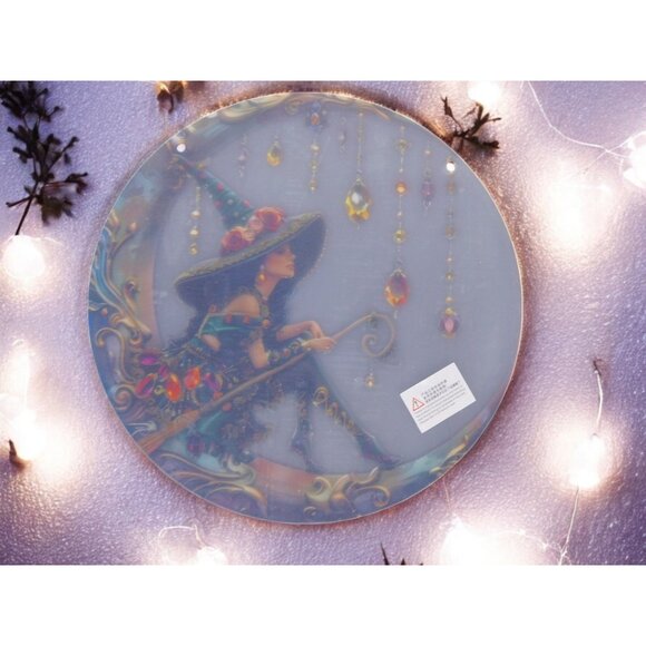 Crystal Moon Witch Suncatcher Acrylic 8"x8" Wall Hanging Art Décor - Picture 11 of 11